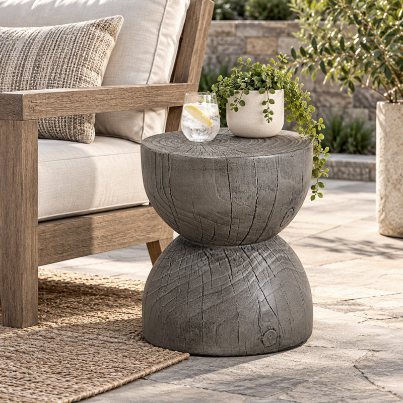 Table d'appoint en bois 16 pouces MGO pour l'intérieur et l'extérieur, Grey