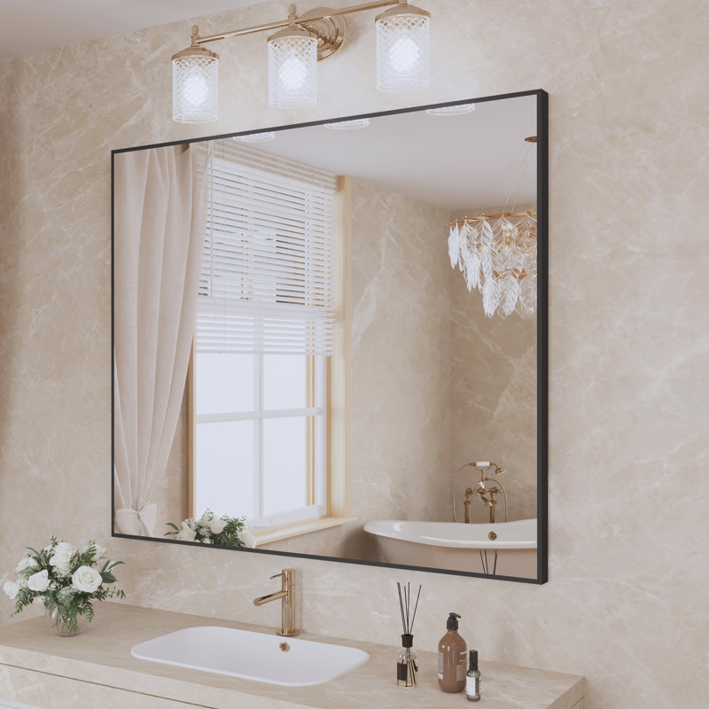 Miroir de salle de bain mural Sartori, Noir, 36 po x 42 po
