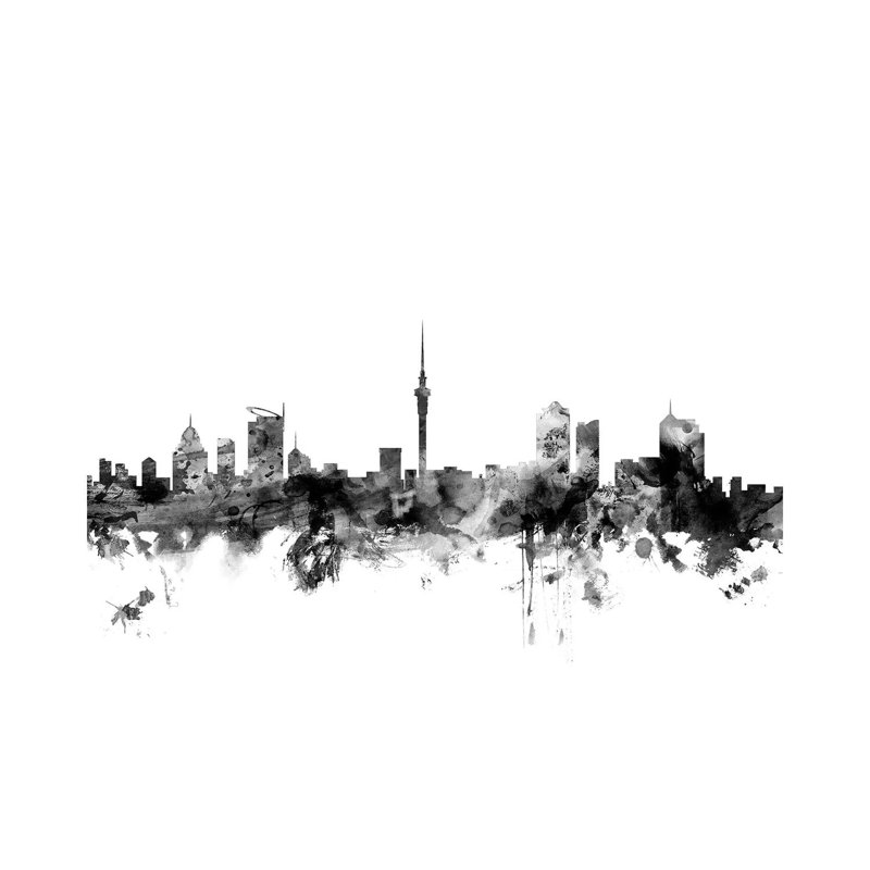 Auckland, New Zealand In Black & White by Michael Tompsett - Wrapped Canvas Gallery-Wrapped Canvas Giclée