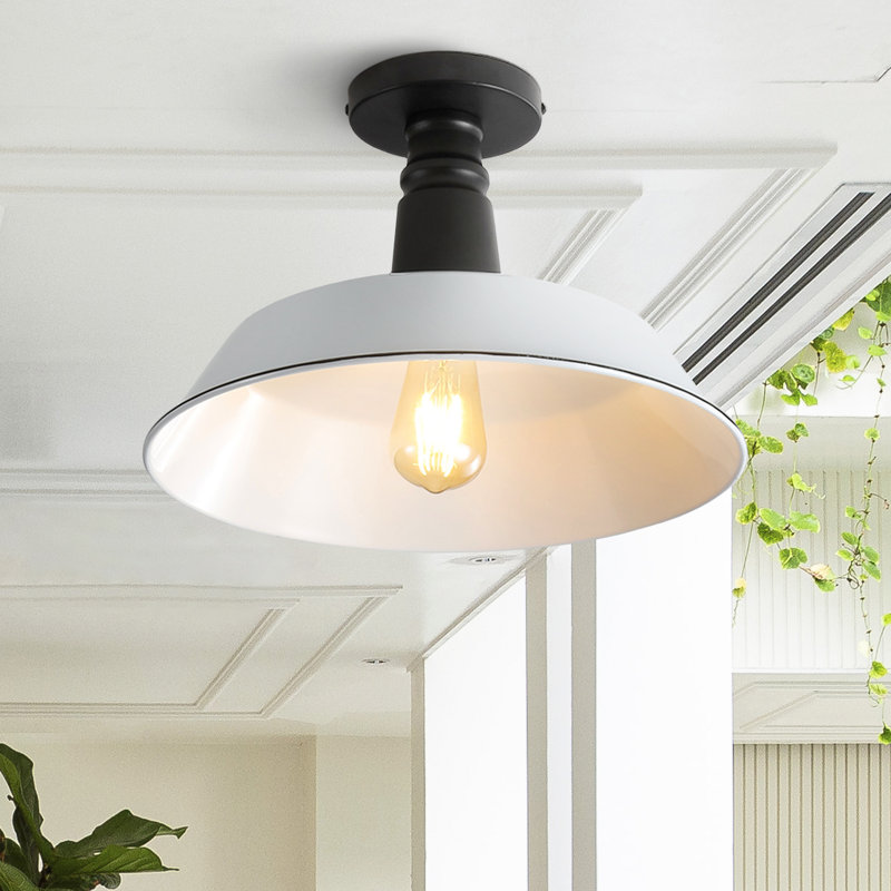 Plafonnier semi-encastré 1 lumière 14 po, Blanc