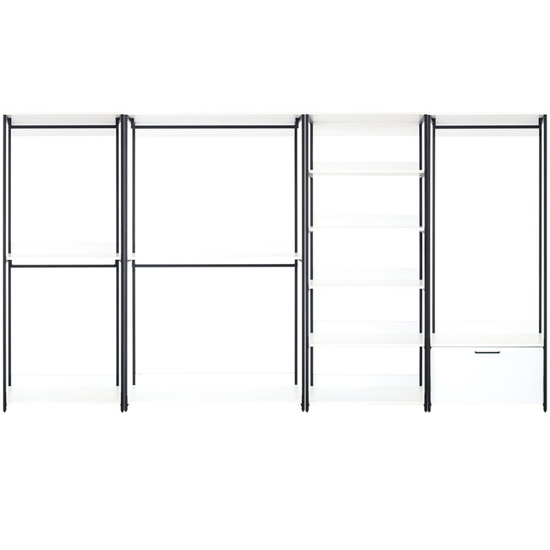 Walk In Closet - Structure en métal, rangement très profond, usure, teinture et égratignure, cadre de planche à eau E0 blanc, et structure, planche, fabriqué