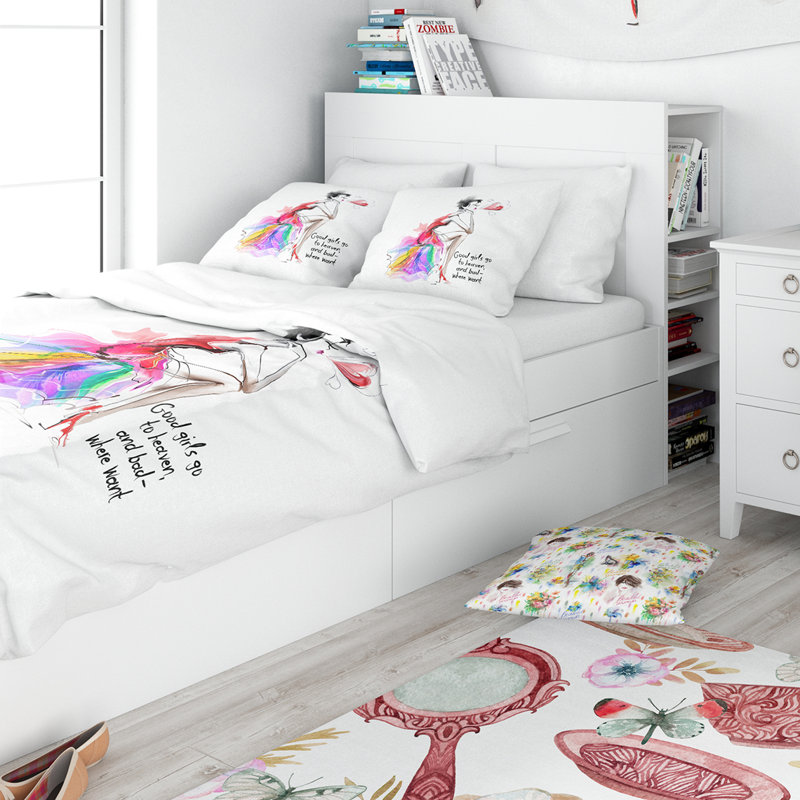 Ensemble de housse de couette designart pretty mode, Housse de couette grand + 2 taies décoratives