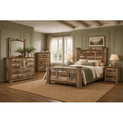 Rustic Poster Bedroom Set in Natural Finish