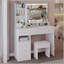 Table de meuble-lavabo de 41 po avec tiroir à gauche 41 po + tabouret rembourré, très grand miroir à DEL à commande tactile, interrupteur 3 couleurs, commode de rangement haute capacité multi-couches, convient aux grands espaces-997653039