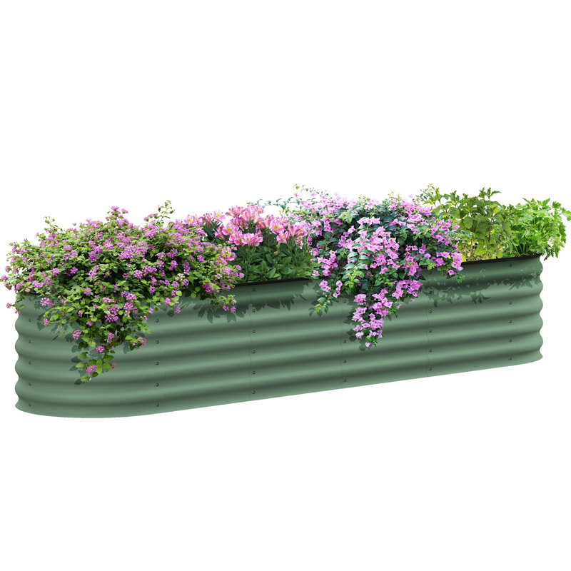 7.9' X 2' X 1.4' Galvanized Raised Garden Bed Kit, Outdoor Metal Elevated Planter Box With Safety Edging, Easy DIY Stock Tank For Growing Flowers, Herbs & Vegetables