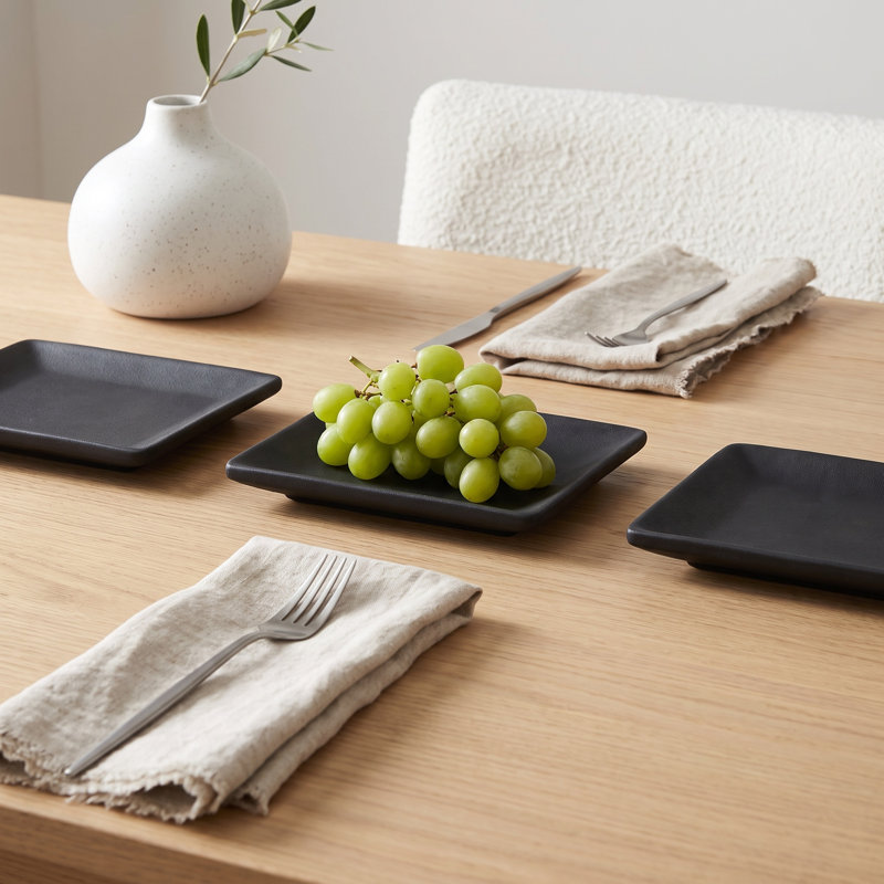 AllModern Borgen Porcelain Stoneware Stainless Steel Condiment Server Serving Dish, Basalt