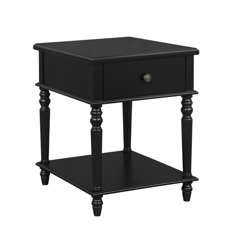 Table de bout avec tiroir de rangement Francine, Noir