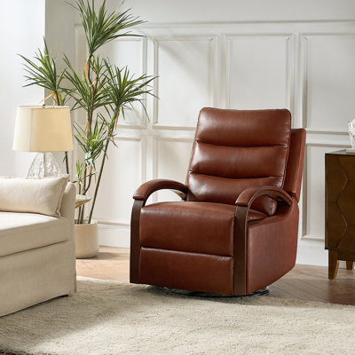 Azilda 29" Genuine Leather Manual Swivel Recliner