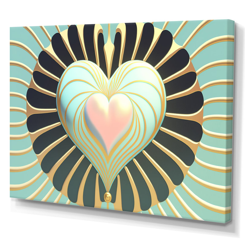 «Shonto Contemporary Pastel Radiating Pink Heart V», reproduction sur toile, L 40 po x H 30 po, Toile tendue