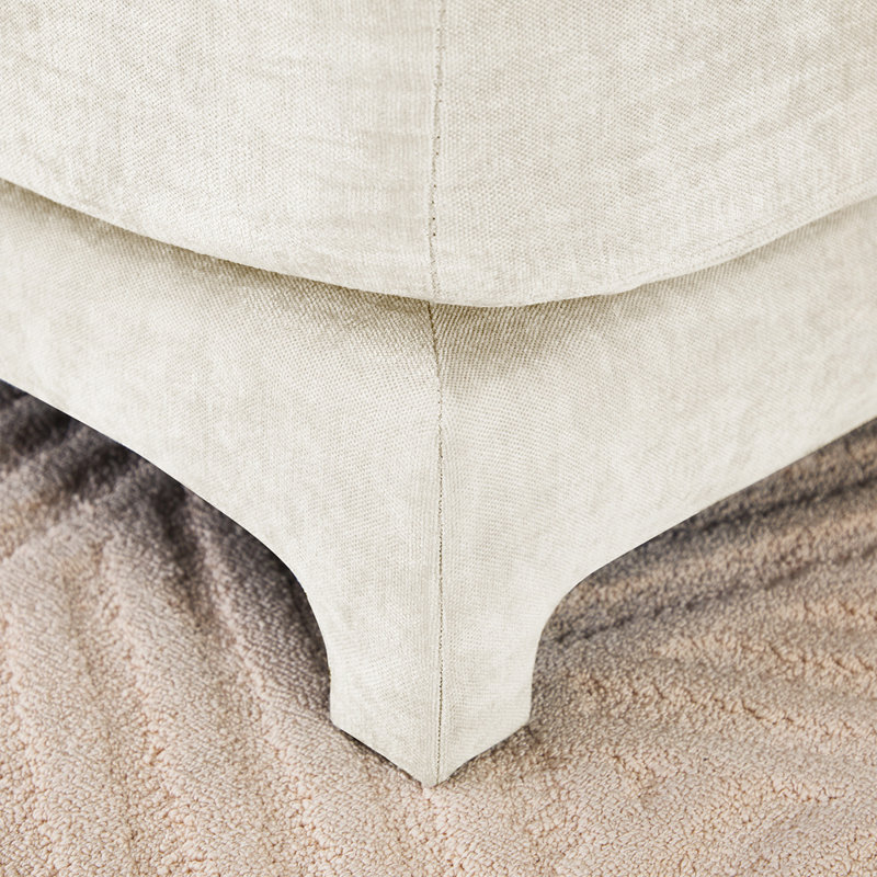 Élégant canapé rembourré en chenille avec design ergonomique et repose-pieds assorti pour plus de confort, Chenille beige