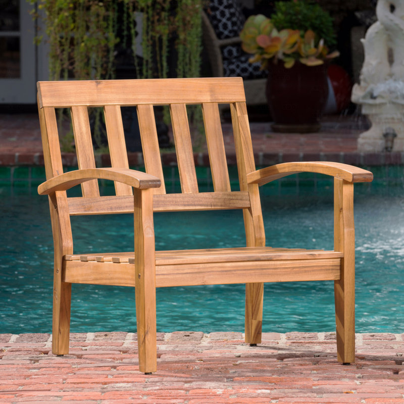 Patio Club Chair, Red, Teak