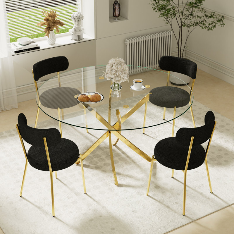 Ensemble de table de salle à manger 5 pièces pour 4 personnes, Noir, H 29,5 po x L 47 po x l 47 po