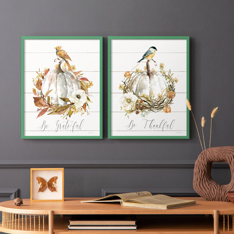 Be Be Grateful Bird - reproduction encadrée de qualité supérieure - prête à être accrochée - aucun clou requis - aucun clou requis