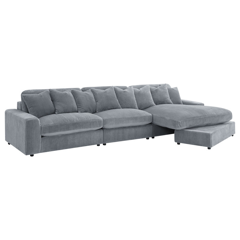 Canapé modulaire rembourré Thiego, 100% polyester gris