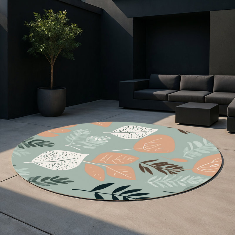 Sunset Vines Indoor And Outdoor Area Rug, Round 5'