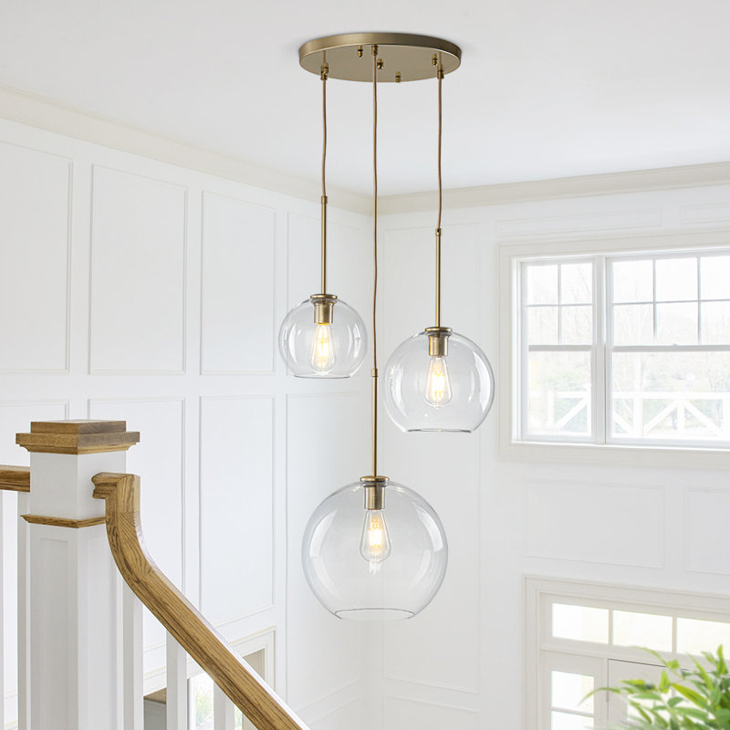 3 - Light Clear Glass Modern Globe Cluster Pendant Light