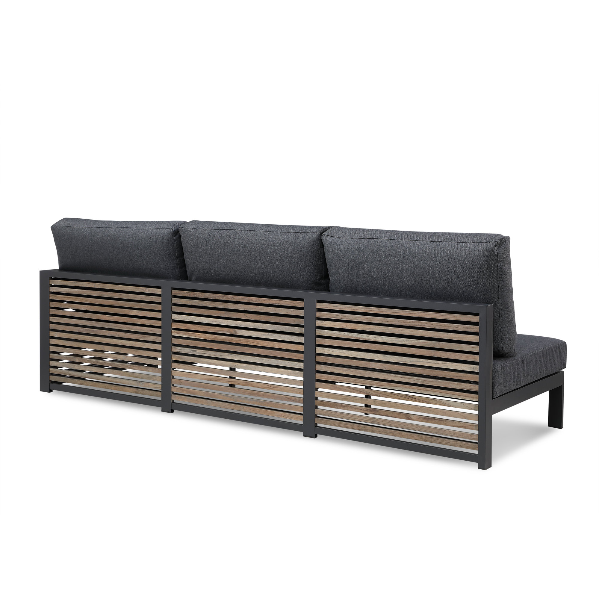 Pawni Teak 96.85'' Outdoor Patio Sectional Sofa with Custom Cover, Right Hand Facing