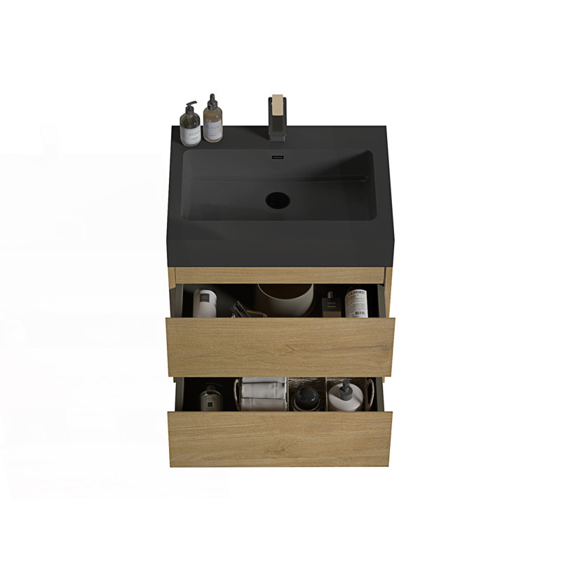 Meuble-lavabo avec lavabo, meuble-lavabo mural flottant, Light Oak, 24"