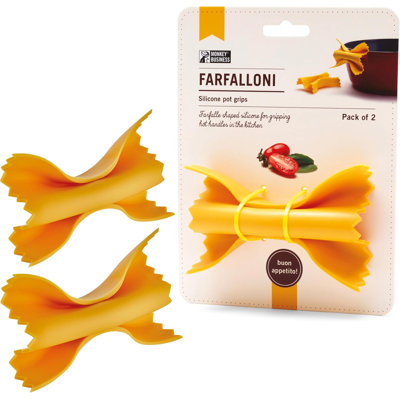 Gants de cuisine Monkey Business - Poignées en silicone en forme de pâtes Farfalloni pour la manipulation de casseroles et de plats chauds