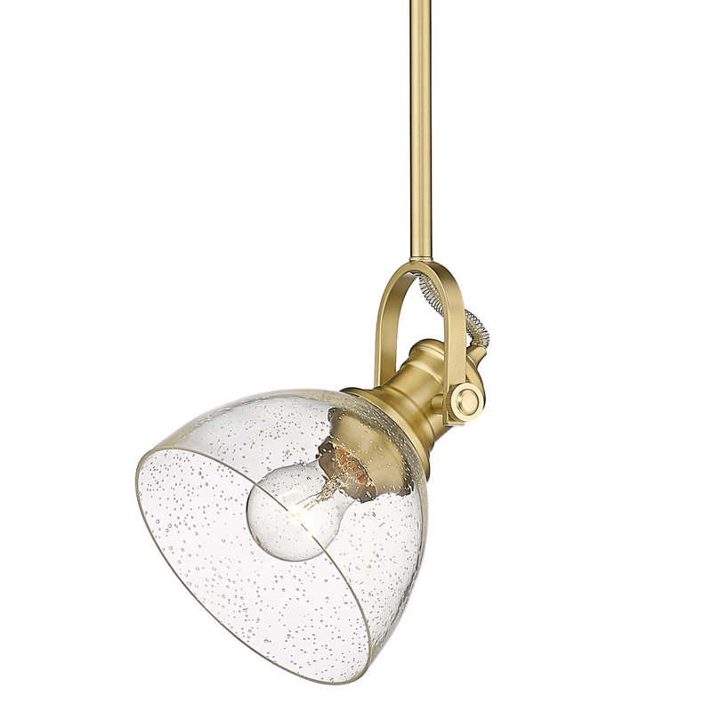 Luminaire suspendu en forme de dôme à 1 lumière Bales, Verre martelé, Bronze champagne brossé