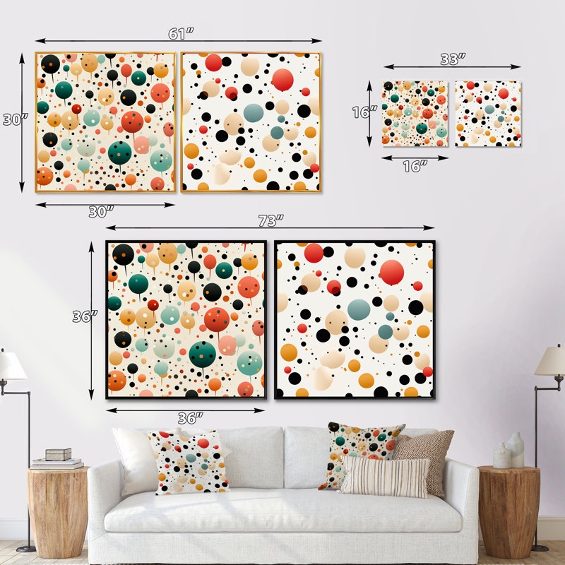Chrishon - Abstract Shapes Square Collage Set Of 2, Black Floater Framed, 16" H x 33" W