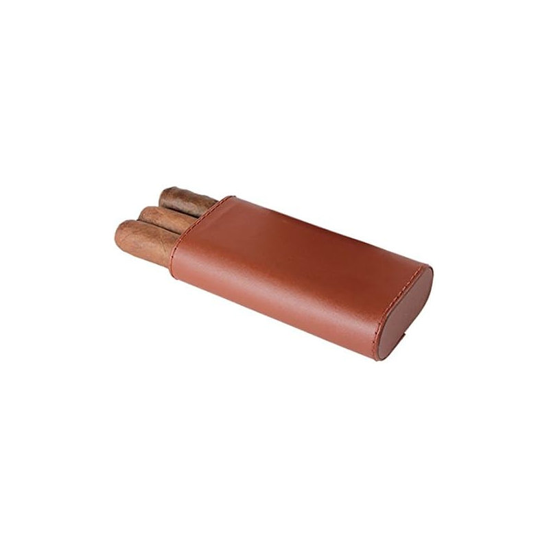 Telescoping 3-Finger Brown Cigar Case