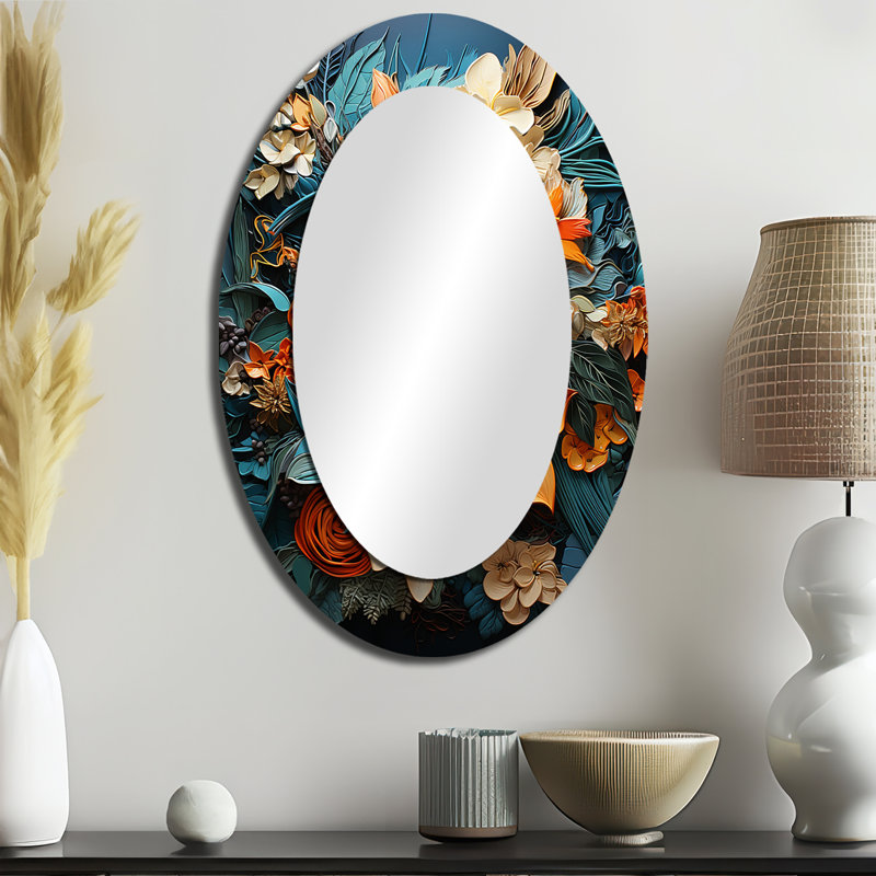 Miroir mural orange multicolore tropical orange Tangle III, 36" x 24"