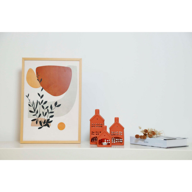Elegant Decorative Object Set (3 Pieces), Vibrant Orange Ceramic, Sizes: 3.1 x 2.6 x 4.3 in, 3.1 x 2.6 x 6.1 in, 3.1 x 2.6 x 7.9 in | 100% Ceramic | Perfect for Home Décor, Living Room Accent & Gift Ideas