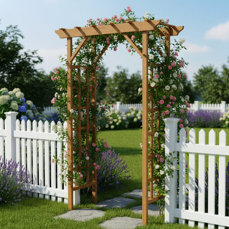 Treillis en bois massif brun et arche de mariage pour la décoration de jardin de Noël - 22,13 lb, 57 po de profondeur, 22 de largeur, 85 de hauteur de réglage, lb