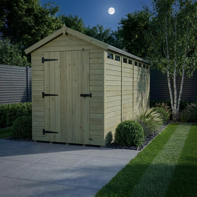 Total Sheds 4ft x 19ft Security Apex Shed - Heavy-Duty Hasp Staple Anti-Tamper - Pressure Treated Timber - UK Manufactured