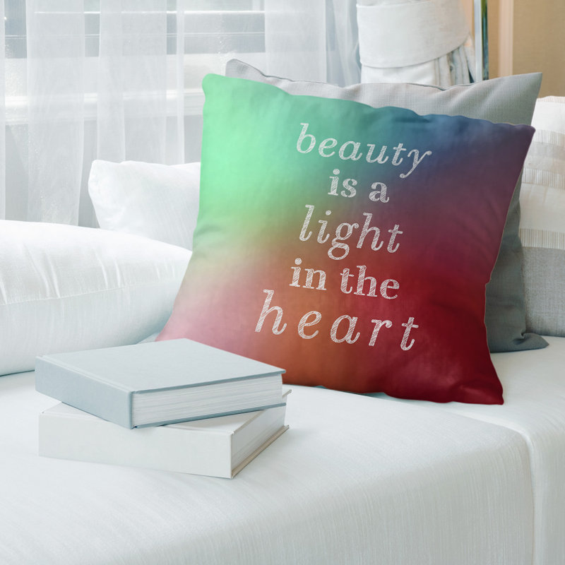 Housse de coussin Handwritten, 26 po x 26 po, Blanc / Rose, Pas de remplissage