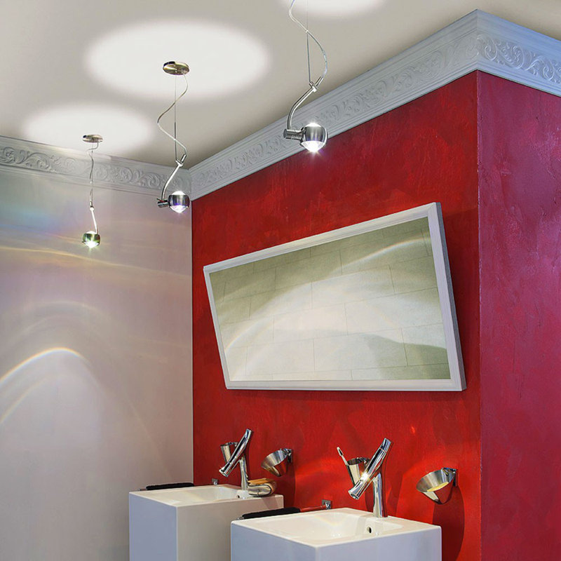 Beam pendant lamp with glass lenses rotatable