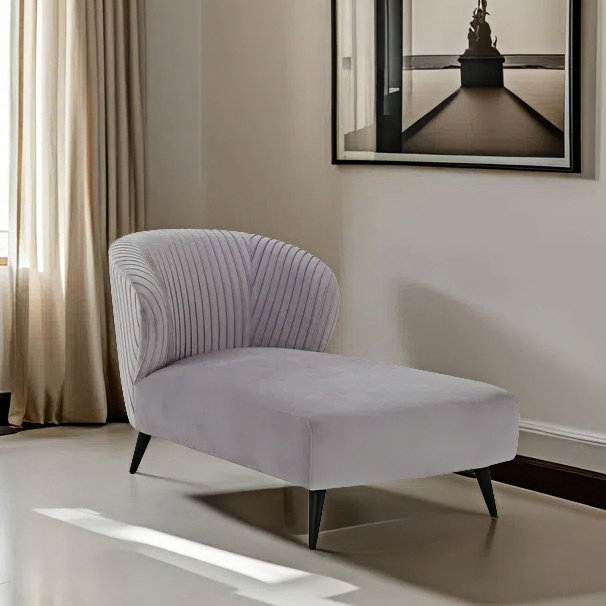 Chaise longue simple en flanelle, Gris clair