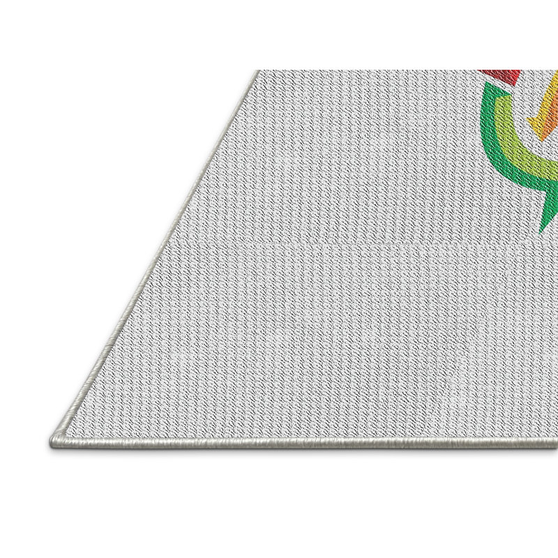 Tapis rouge/bleu/vert tissé à la machine, Rectangle 7 pi x 9 pi
