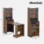 Bureau extensible Mid-Century à usages multiples avec panneau de rangement, armoire de rangement avec portes coulissantes en verre, éclairage à DEL, coussin pour chat gratuit et jouet pour chat