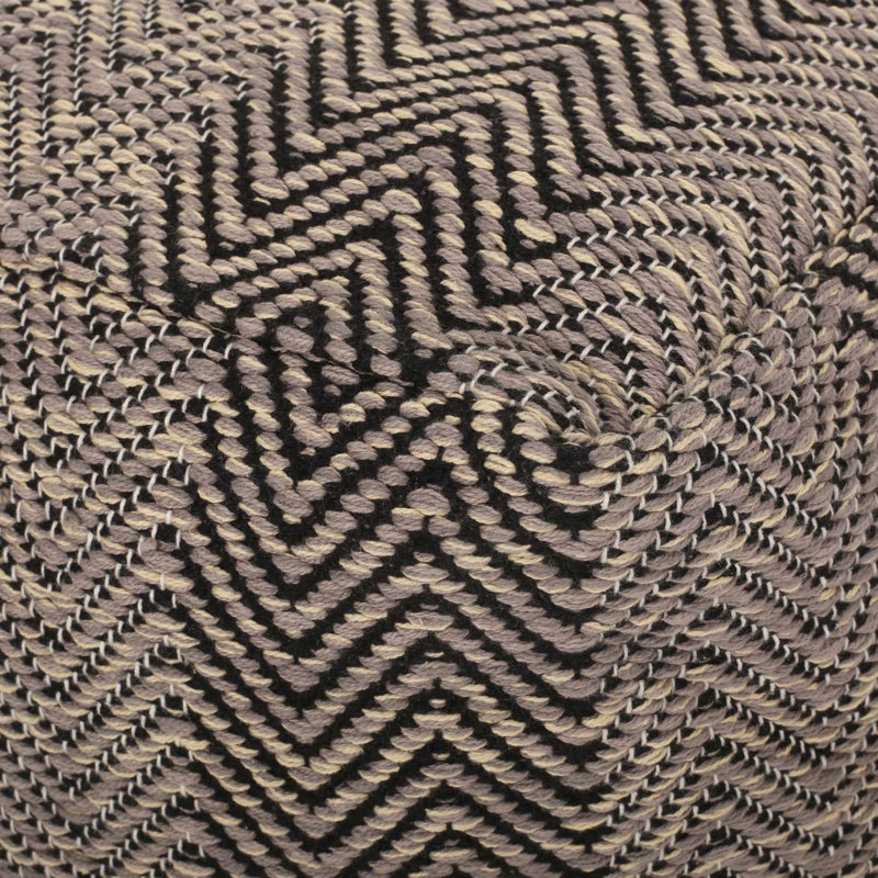 Handcrafted Cotton Pouf with Chevron Pattern