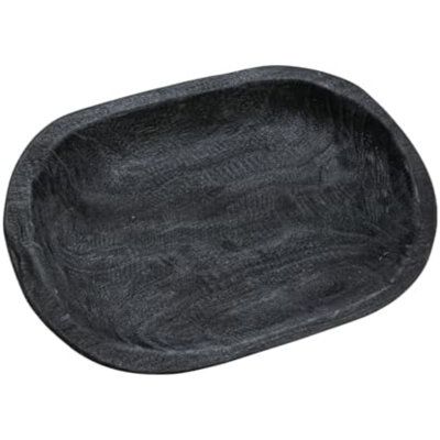 Hand-Carved Paulownia Wood Bowl, Black