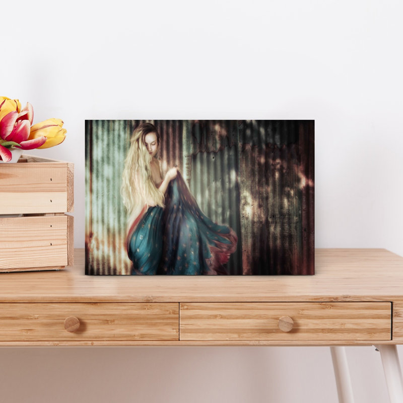 Blonde Woman Flowing Abstract Delicate Dreamy Portrait Wall Art Print by Charlaine Gerber - Print, 30.48cm H x 45.72cm W