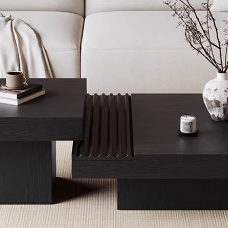 Retro and high-end solid wood coffee table, Black