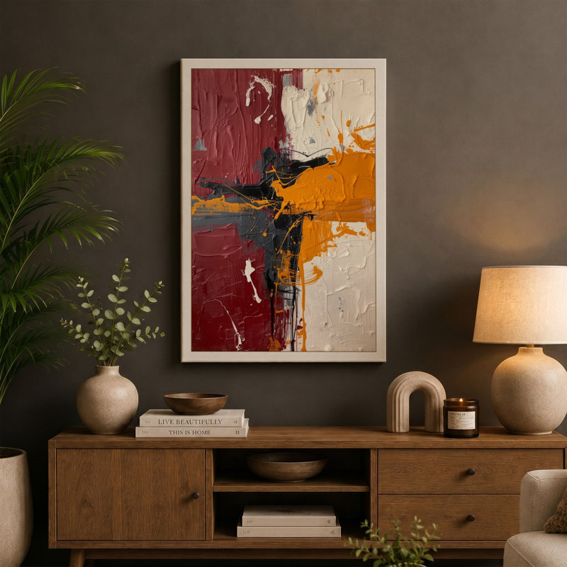 Geometric Tension Abstract - Wrapped Canvas, 30x20 - 76.2 x 50.8 cm, Black Border