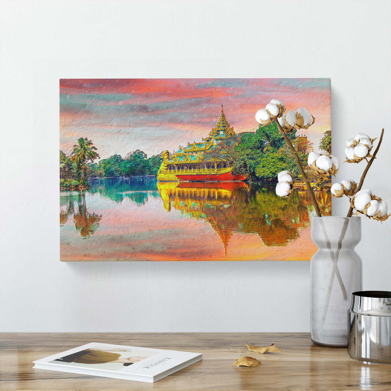 Karaweik Palace In Yangon Myanmar - Wrapped Canvas, 35cm H x 50cm W x 3cm D