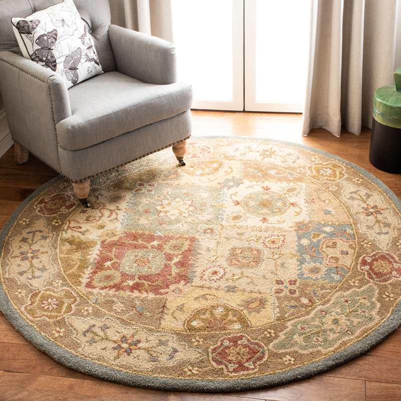 Tapis oriental en laine touffeté à la main Dunbar, Rond 6 pi
