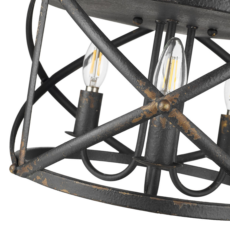 Plafonnier encastré 2 lumières Bova, Fer noir antique
