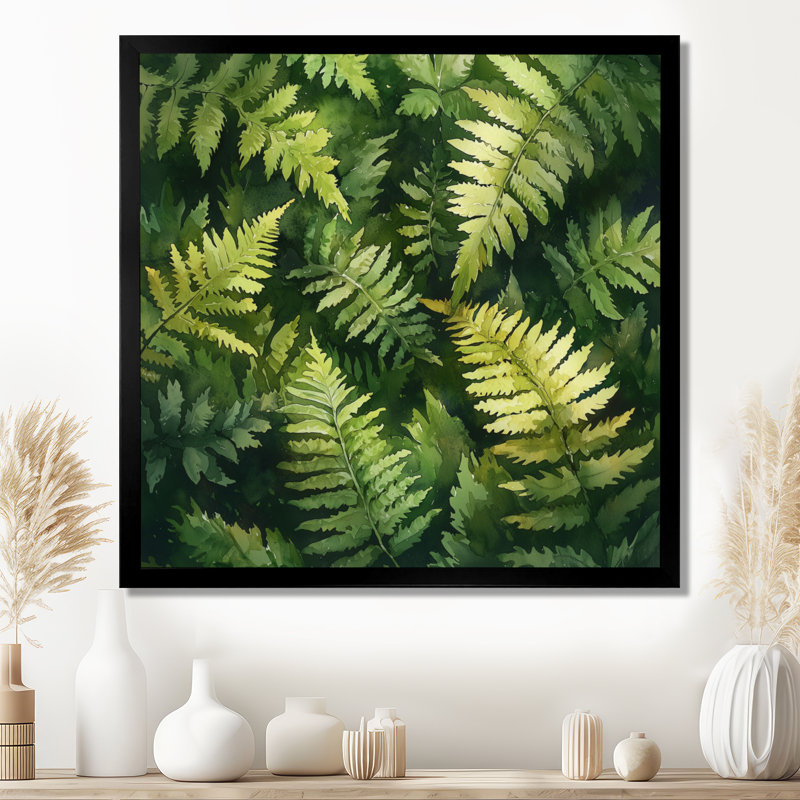«Fern Collage Of The Forest III - Ferns», art mural sur toile, H 30 po x l 30 po, Reproduction encadrée d'une seule photo