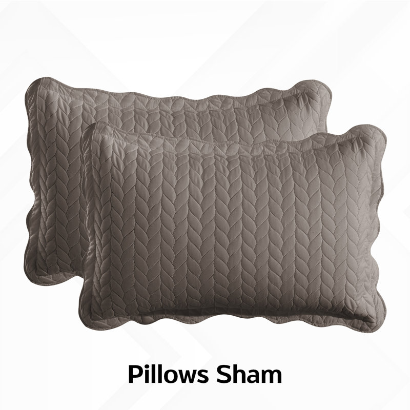 Premium Embossed Bedspread Set With Matching Pillowcases, Beige, King Bedspread + 2 Standard Pillowcases