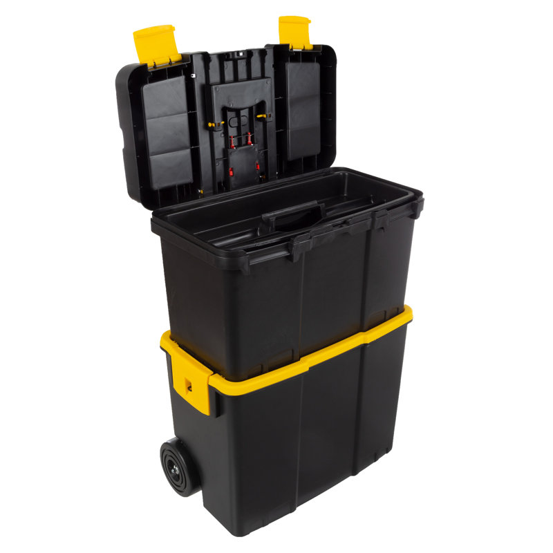Stalwart Portable Tool Box with Wheels - 2-in-1 Tool Chest with Removable Storage Trays