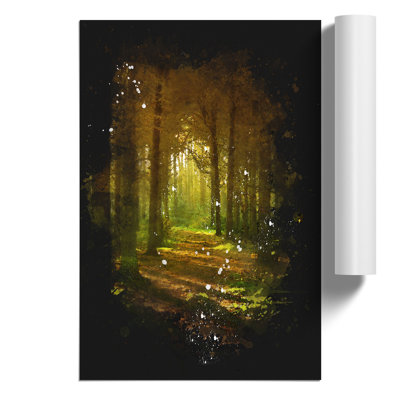Sunlight Forest Paint Splash - Frameless Print