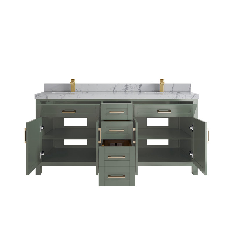 Cambridge 72'' Double Bathroom Vanity with Top, Venatino