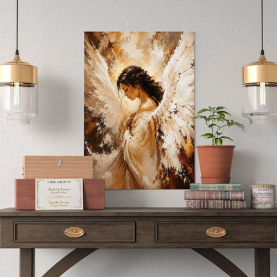 Canvas Wall Art Golden Angel Wings Wall Art Painting Decor Vintage Poster Print Home Decor