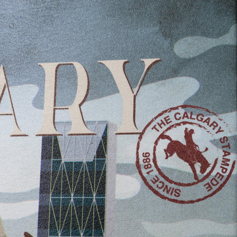 Calgary Go by Simone a Framed Art Print Matted under Glass, No Mat, 15.5" H x 10.5" W x 1.5" D, Black Floater Framed